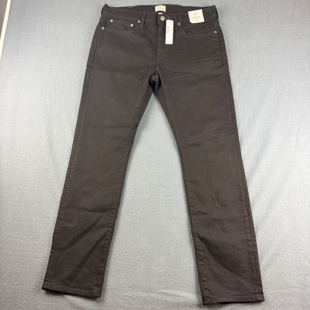 J Crew 484 Jeans Men's 32x30 (Fits 34) Black Slim Fit Stretch Dark Wash NEW
